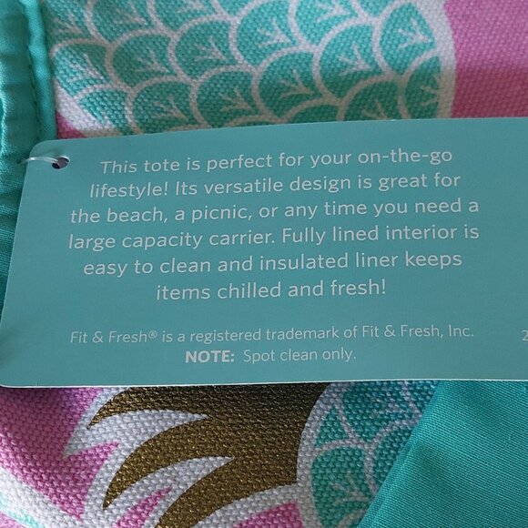 New in Pkg Fit & Fresh Maui Pineapple Insulated Large Cooler Tote Bag - Picture 4 of 16